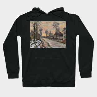 Road to Louveciennes, Melting Snow, Setting Sun by Claude Monet Hoodie
